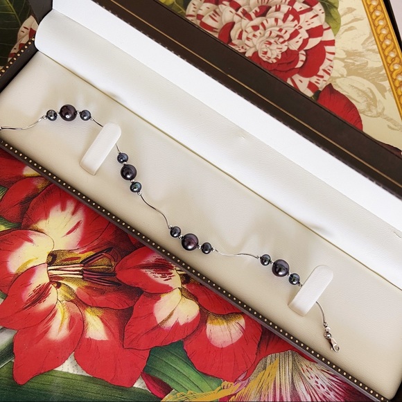 ✨Premium Black Pearls Silver Bracelet - Picture 1 of 3